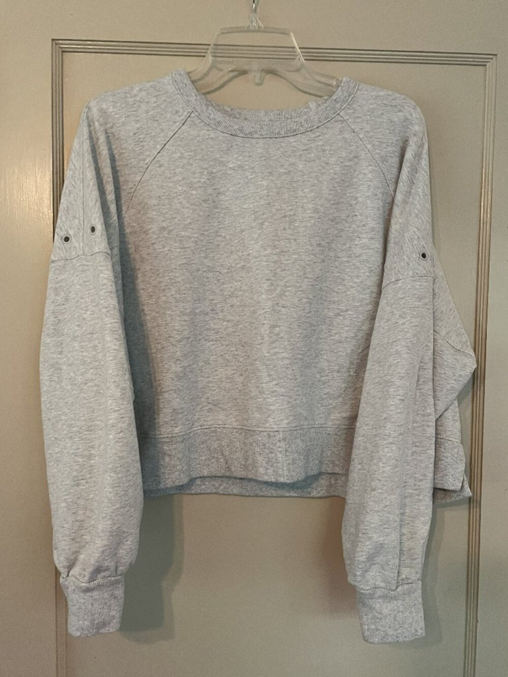 FLX: Oversized-fit Light Grey Sweatshirt with Grommet detail